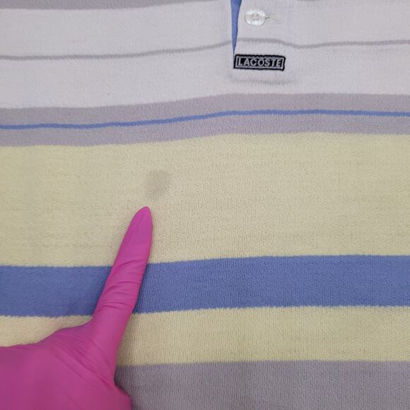 Vintage 90s Chemise Lacoste Polo Shirt Large 22x28 Stripes - Picture 7 of 13